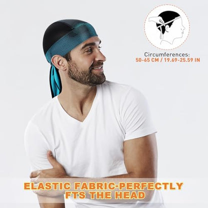 YANIKY Bandanas Skull Caps for Men, Women Skull Cap Helmet Liner Dew Rags - color: Bluegreen