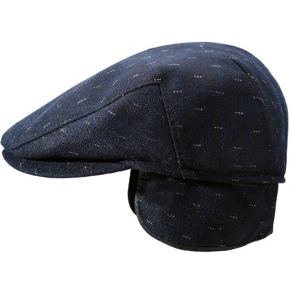 Men's Newsboy Hat with Earflaps Flat Ivy Caps Irish Cabbie Cap - color: Blue Spot