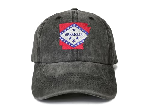 America State City Flag Hats - color: Arkansas Flag (Washed Black)