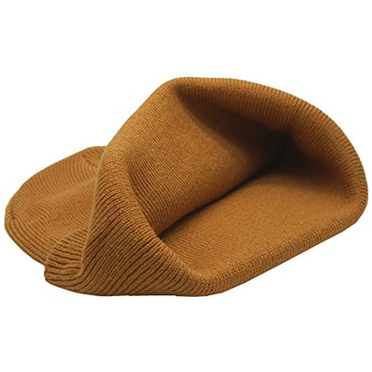 55cube Unisex Winter Beanie Hats Warm Thick Knit Cuffed Skullcaps - color: Solid Camel