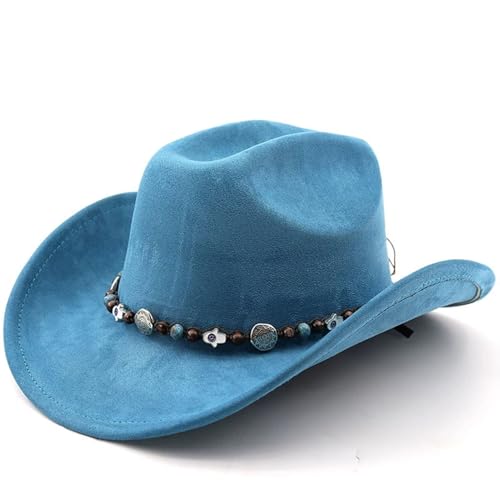 Lifup Western Cowboy Hat for Women Men Cowgirl Fedora Hat - color: Blue