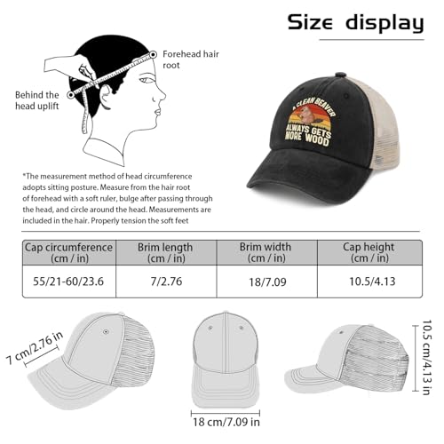 A Clean Beaver Always Gets More Wood Trucker Hats - Women's & Men's Funny Dad Hats - Perfect Birthday Gifts - color: Black