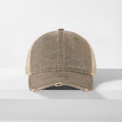 CHOK.LIDS Washed Trucker Hat Unstructured Distressed Pigment Dyed Cap - color: (Khaki)