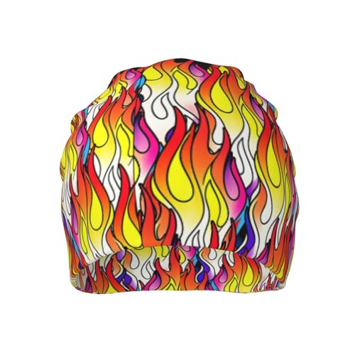 Slouchy Beanie Hat Skull Cap Chemo Headwear Baggy Hats for Men Women Running Cycling - color: Colorful Flame