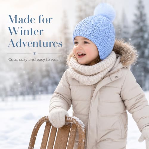 Toddler Baby Winter Hat with Earflap Kids Warm Twisted Knit Hat Infant Pom Pom Beanie Ski Cap for Baby Girls Boys - color: Blue, size: 6-24 Months