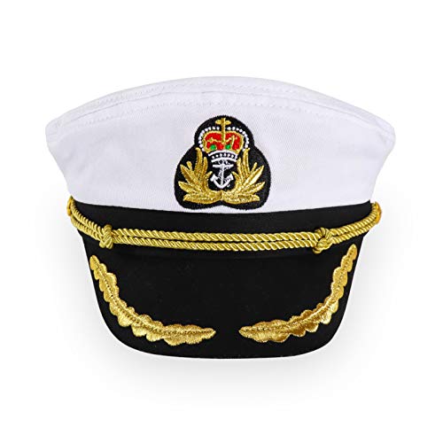 Ibeauti Unisex Adult Adjustable Captain Costume Admiral Hat Cosplay Sailor Cap - color: White