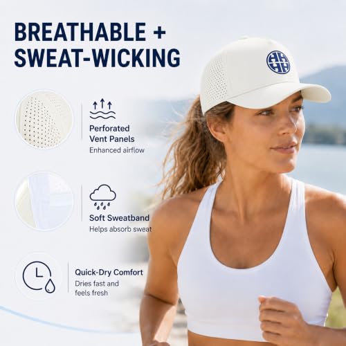 HH HOFNEN Quick Dry Baseball Cap Mesh Snapback Hat Golf Ball Cap Men Women - color: Beige
