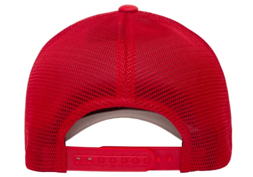 Flexfit 110M Trucker Mid-Profile Mesh Back Snapback Cap - color: Red