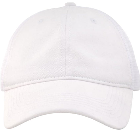 Vintage Washed Soft Crown Baseball Cap Plain Snapback Trucker Hat Men Women Adjustable Distressed Mesh-Back Ball Cap - color: White, size: XX-Large