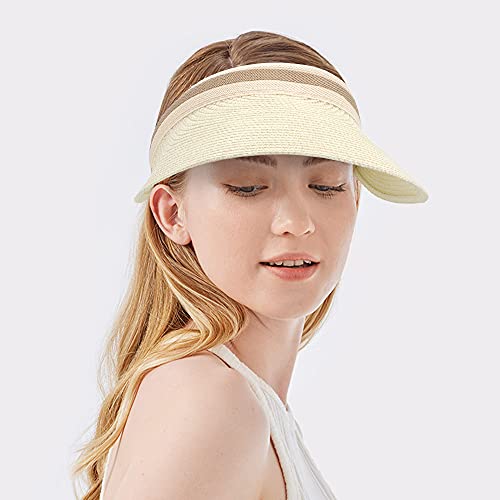 Women Summer Sun Hat Lady's Portable Beach Visor Bowknot Straw Hat - color: White4