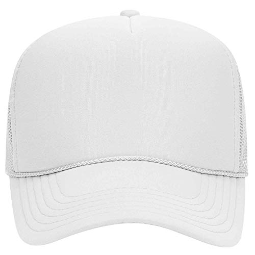 OTTO Wholesale 12 x Cap 5 Panel Mid Profile Mesh Back Trucker Hat - color: White