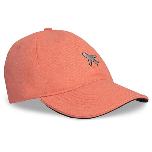Headsweats Dad Hat – Men's Embroidered Twill Baseball Cap, Adjustable Strapback, Lightweight, Breathable - color: Coral/Airplane