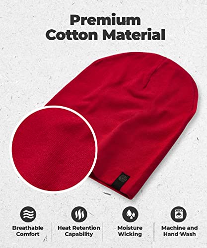 Warm Slouchy Beanie Hat - Deliciously Soft Daily Beanie in Fine Knit - color: Red - 1