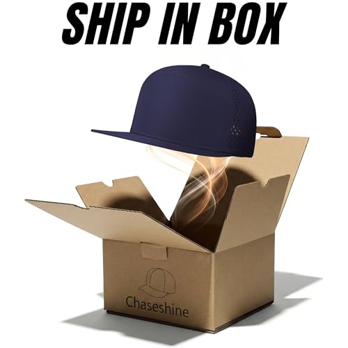 4 Inclusive Sizes Performance Flat Brim Trucker Hat Men Women, 7 Panel Snapback Running - color: 64.navy Blue