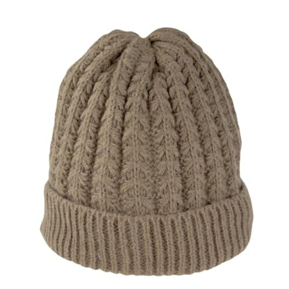 Humble Hilo Knit Hats Beanies for Women Winter Pom Beanie Men or Women Beanies Cable Knit Beanie - color: Light Brown