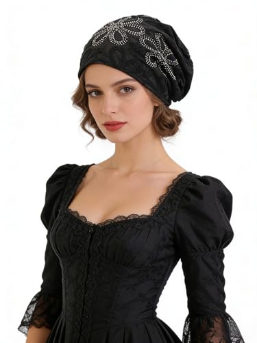 Crochet Slouchy Beanie Hat Turbans Headware for Women - color: Bea07 - Black