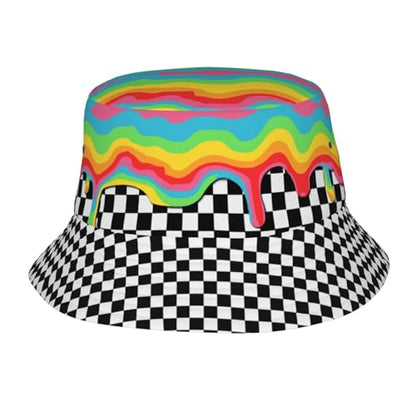 Bucket Hat for Men Women Packable Sun Hats Fisherman Outdoor Summer Travel Hiking Beach Caps - color: Checkered