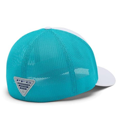 Columbia Unisex PFG Logo Mesh Ball Cap - color: White/Guava Pink/Fish Flag, size: XX-Large