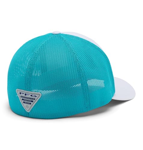 Columbia Unisex PFG Logo Mesh Ball Cap - color: White/Guava Pink/Fish Flag, size: Small-Medium