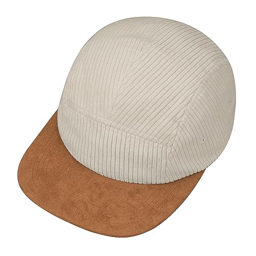 Clakllie 5 Panel Corduroy Baseball Cap for Men Women Soft Flat Brim Trucker Hat Adjustable Hip Hop Hat for Outdoor Travel