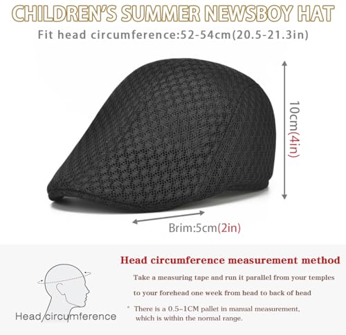 2 Pack Teenagers' Mesh Cap Breathable Summer Newsboy Hat Adjustable Beret Ivy Cap Irish Riding Hiking Hats - color: Black/Navy