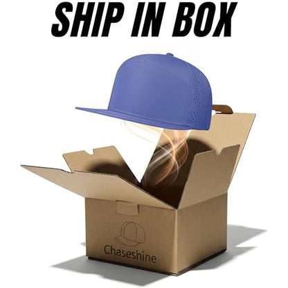 4 Inclusive Sizes Performance Flat Brim Trucker Hat Men Women, 7 Panel Snapback Running - color: 65.blue