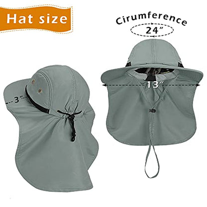 Solaris Small‑Head‑Fit Sun Hat with Neck Flap for Men & Women - color: #4 Gray With Rear Drawstring, size: One Size