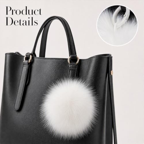 Fzxdfg 6Pieces Faux Furry Pom Pom Ball with Elastic Loop DIY Faux Fur Fluffy Ball for Hats Bags Key Chains Accessories 3.9inch/10CM (White) - color: White