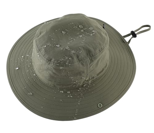 Connectyle Sun Hat for Men Women Outdoor UV Protection Safari Hat for Fishing Hiking Gardening Breathable Cowboy Hat UPF50 - color: Light Army Green