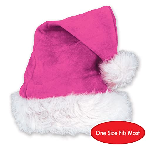 Beistle Plush Hats - Party Hats for Birthday & Holiday Theme Parties: Christmas - Santa - color: Cerise - 2 Piece