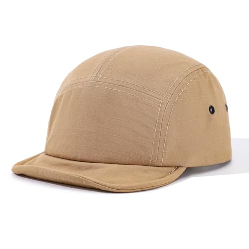 5 Panel Baseball Cap Soft Short Brim Hats for Men Cotton Trucker Hat Low Profile Dad Hats Cadet Caps Snapback Hats - color: Mg-pdym2585-khaki