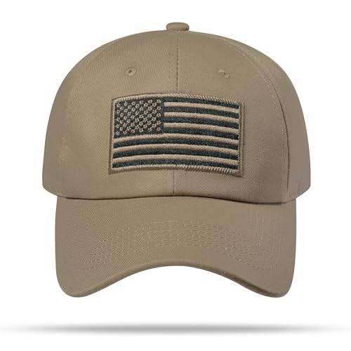 American Flag Hat, Adjustable Fit USA Baseball Cap for Men Women, Dad Hats, Outdoor Ball Caps for Casual Wear - color: Khaki