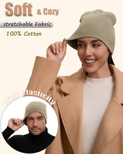 100% Cotton Beanie Hat for Men Women Cuffless Warm Winter Hats - color: 1pcs-khaki