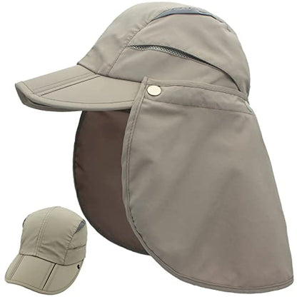 Hat with Neck Protection Detachable Multi-Purpose Summer Sun Hat Sun Protection Breathable Quick Dry UV Protection - color: Light Gray, size: Large