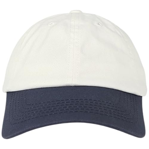 E BY ELIDAN Two Tone Dad Hat, Low Profile Baseball Cap - color: White Navy