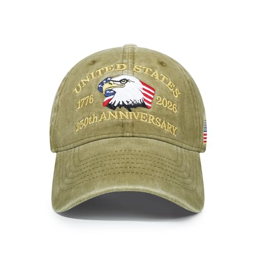USA 250th Anniversary Baseball Cap Patriotic Embroidered American Hat - color: 1-khaki