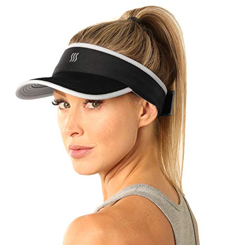 Sport Visor for Women. Sweat‑Wicking Visor for Running, Pickleball, Tennis & Golf. Lightweight & Adjustable Fit - color: Black