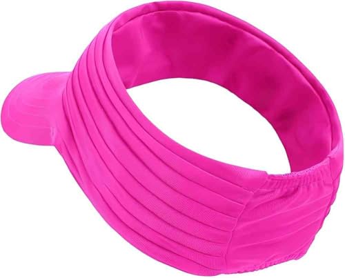 Visor Hats for Women Men Beach Sun UV Protection Wide Brim Lightweight with Ponytail - color: Rose