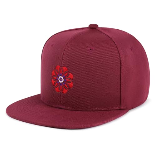 JPAK Flower Ornament Hip-Hop Snapback Hat Embroidered Baseball Cap Floral Embellishment - color: 11. Maroon