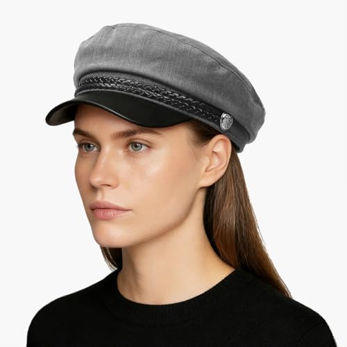 Women Newsboy Cap Fiddler Caps Classic Beret Hat Fisherman Hats - color: Grey