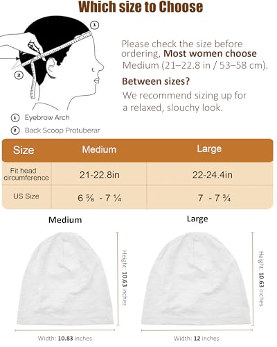 100% Cotton Thin Summer Slouchy Beanie Hat for Women Men Chemo Cap - color: 1pc White, size: Large