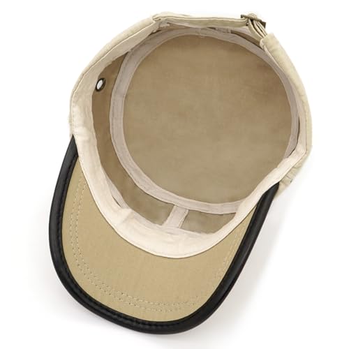 Cadet Army Hat 2 Pieces Flat Top Cap Unisex Military Hat for Women Men - color: Army Green E + Beige E