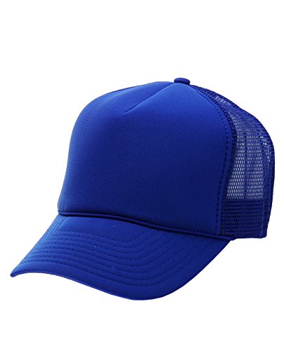 NYFASHION101 Plain Mesh Trucker Hat - Breathable 6-Panel Daily Snapback Cap, Customizable Ideal for DIY Embroidery & Patches - color: Royal