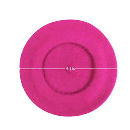 Wheebo Berets for Kids Wool French Beret Hats Artist Painter Hats for Little Girls Boys Solid Color Style - color: Hot Pink