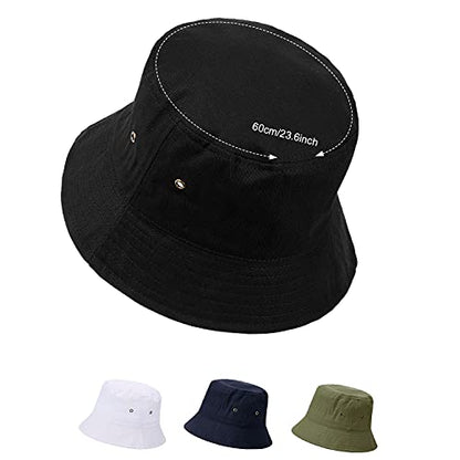 SATINIOR 4 Pcs Bucket Hat Summer Cotton - color: Black, White, Navy Blue, Army Green, size: Medium