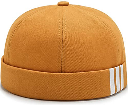 Glamorstar Dome Brimless Hats for Women Men Sailor Docker Beanie Cap Hip Hop Hats - color: Yellow