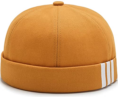 Glamorstar Dome Brimless Hats for Women Men Sailor Docker Beanie Cap Hip Hop Hats - color: Yellow