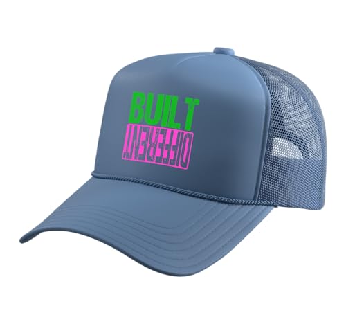 Green and Pink Different Pink and Green Trucker Hat with Adjustable Mesh Back - color: Light Blue