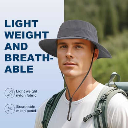 VOBOOM Unisex Wide Brim UV Protection Fishing Sun Hat - color: Dark Grey