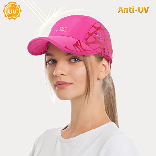 Running Hat Mesh Quick Dry Hat Baseball Cap for Women Men - color: Rose Red